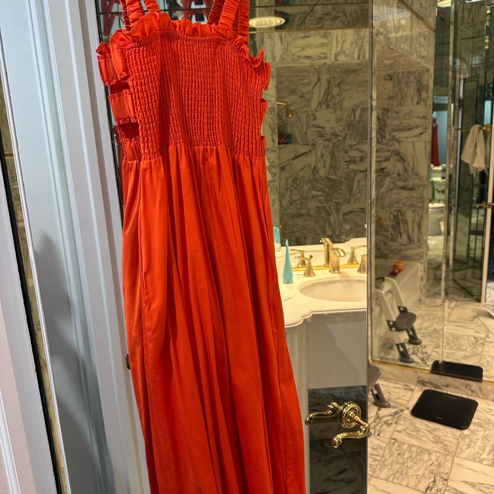 Topshop Orange Midi Dress